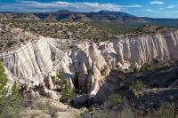An aerial view of the cone-shaped tent rock formations at Kasha-Katuwe Tent Rocks National Monument.