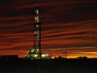 Oil Drilling Rig at night