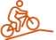 Line drawing glyph of a person on a bike
