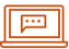 Line drawing glyph of a chat message on a computer monitor