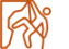 Line drawing glyph of a person rock climbing