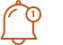 Line drawing glyph of a notification bell icon