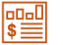 orange factsheet icon with bar chart, money symbol, and text on a sheet