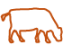 orange icon of cow grazing