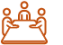 orange meeting of three people at a table icon