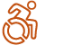 accessibility icon of a figure leaning forward in a wheelchair