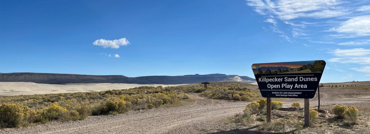 Entrance to Killpecker Sand Dunes Open Play Area Campground