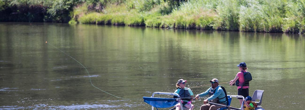 raft with four people recreating on upper colorado river