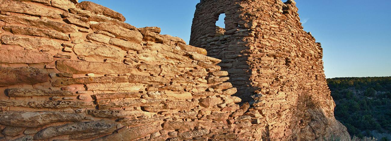 Stone walls and buttress of Frances Pueblito