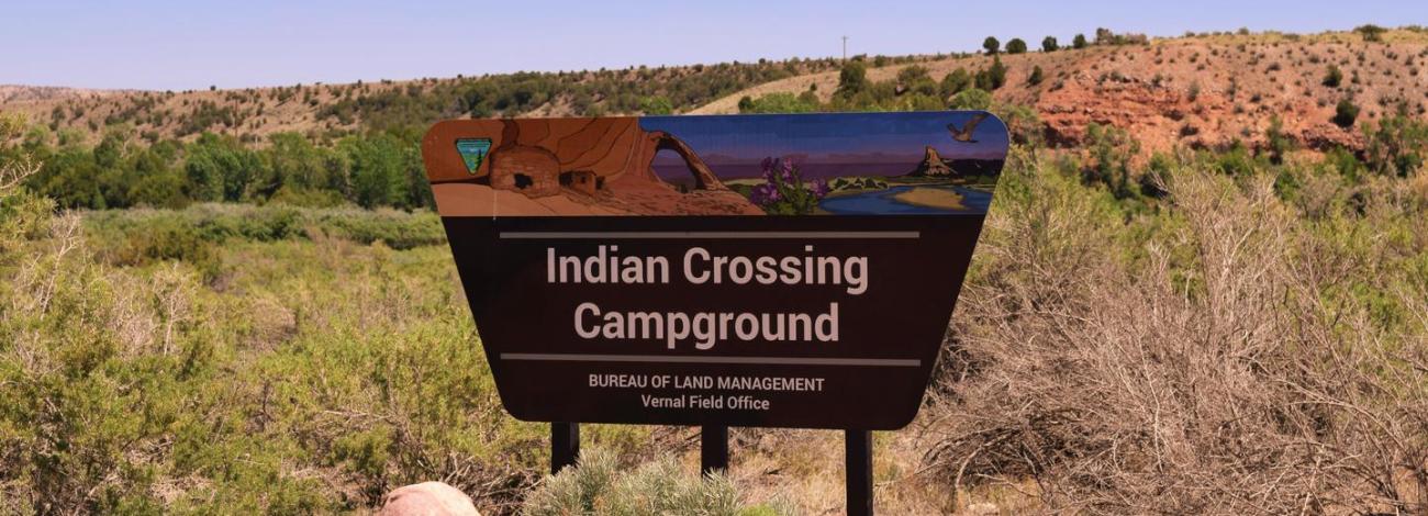 Indian Crossing Campground entrance sign