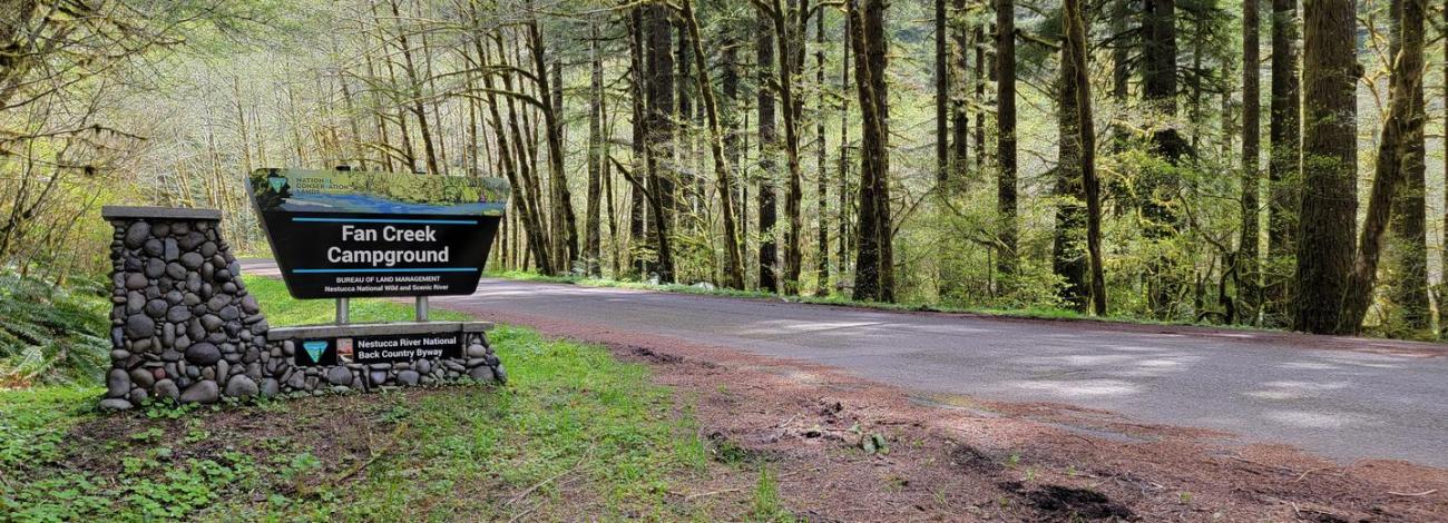 Fan Creek campground portal sign