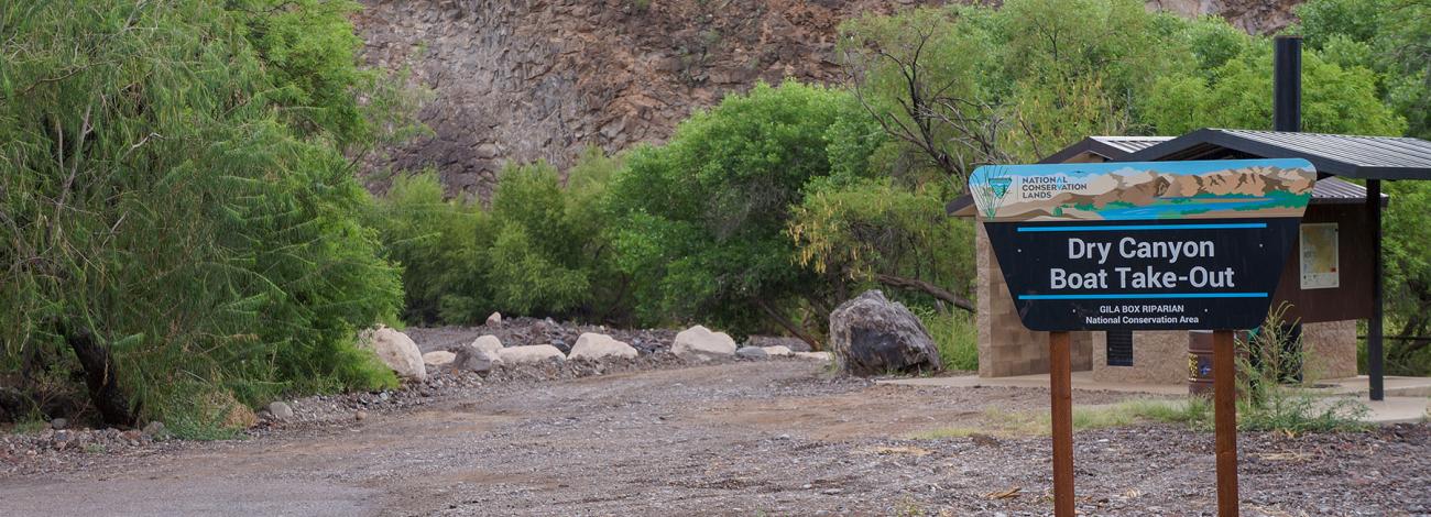 Dry Canyon Boat Take-Out sign