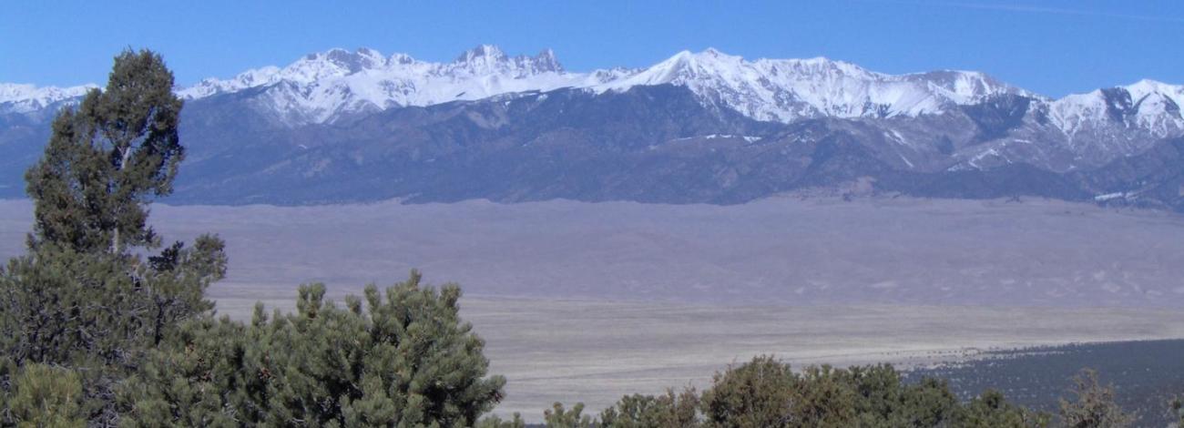 View of Great Sand Dunes NPP from Zapata Falls CG