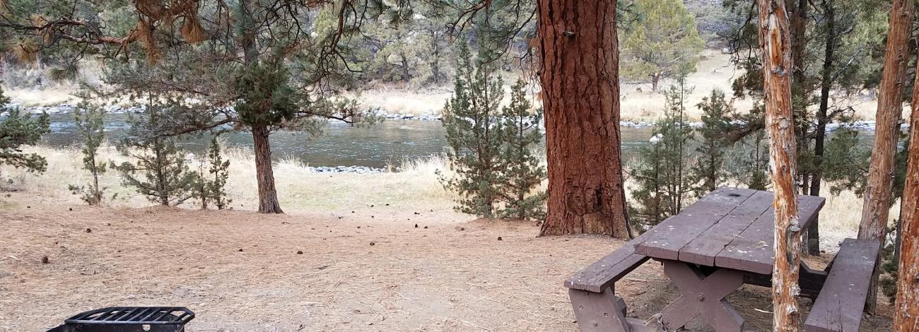 Campsite above the Crooked River at Cobble Rock Campground