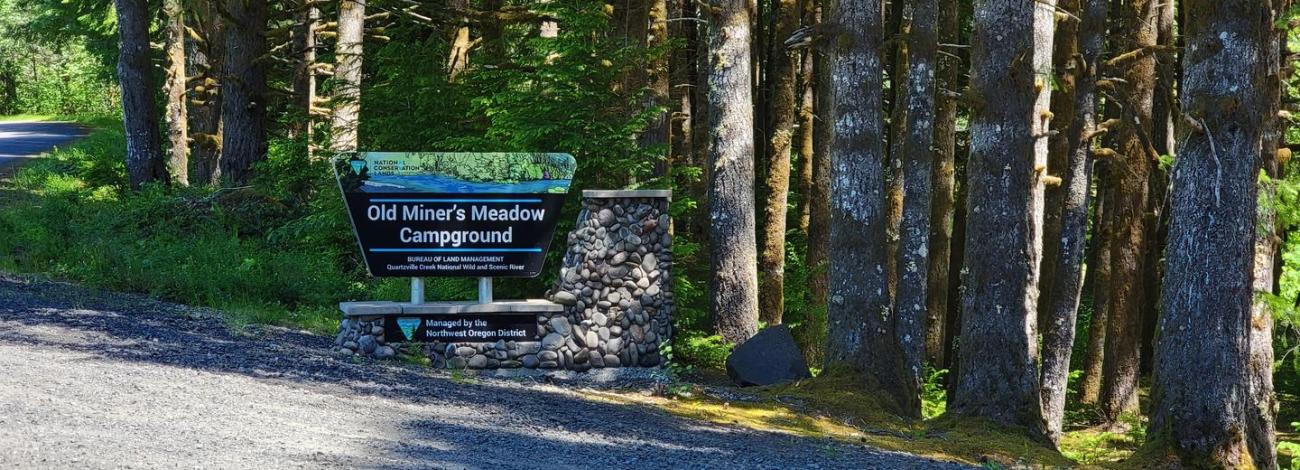portal sign at Old Miner's Meadow Group Campground