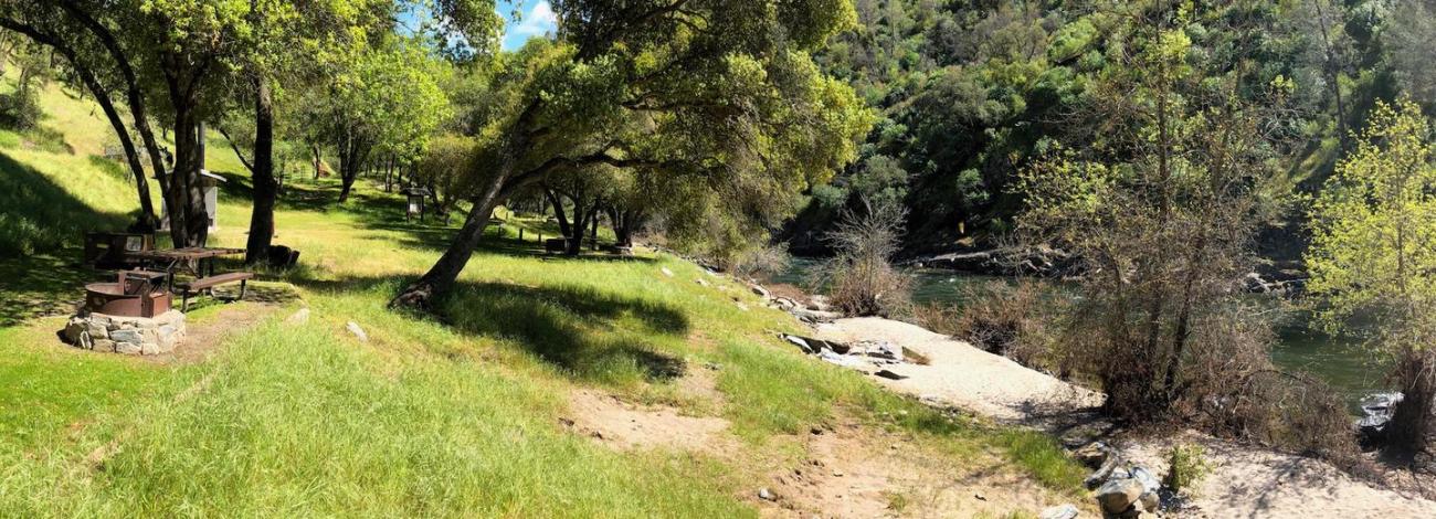 Willow Placer Campground—site #19, #18, and beach