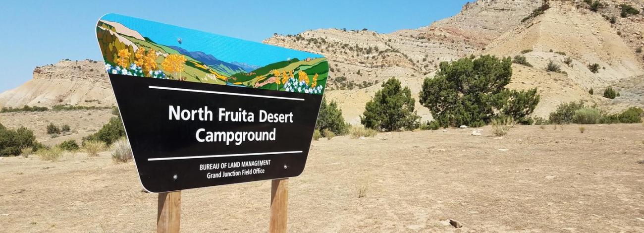 North Fruita Desert Campground sign