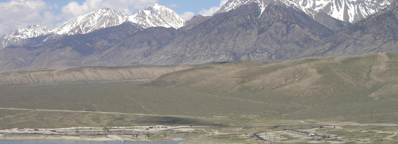 Overview of campground with Lost River Range in background.