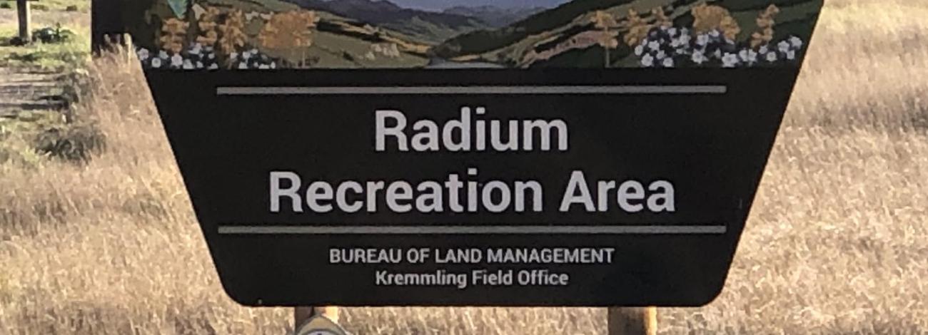 Radium Recreation Area Entry Sign