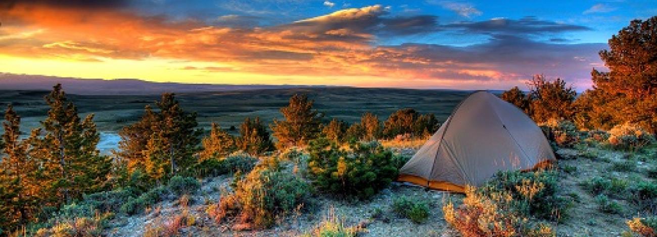 Camping at sunset at Oregon Buttes, Wyoming, photo by Sam Cox