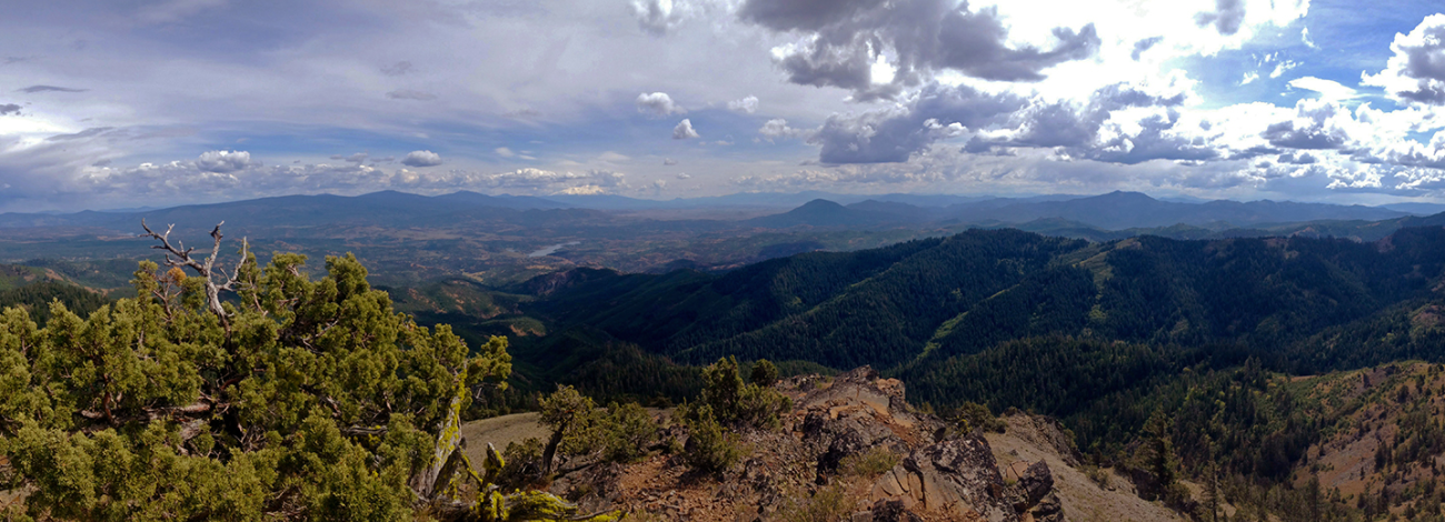 Soda Mountain landscape showing mountains, trees, and sky