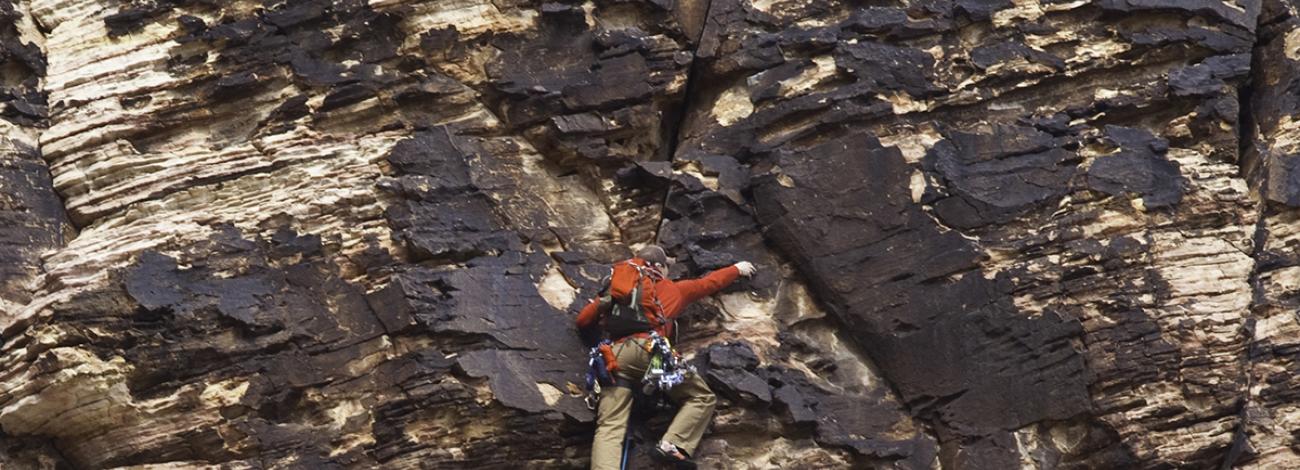 Rock Climbing at Red Rock Canyon NCA. Photo by Bob Wick/BLM