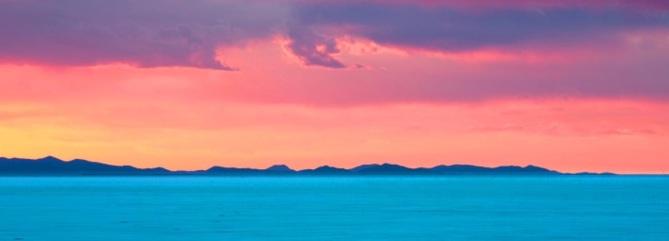 Sunset at Bonneville Salt Flats