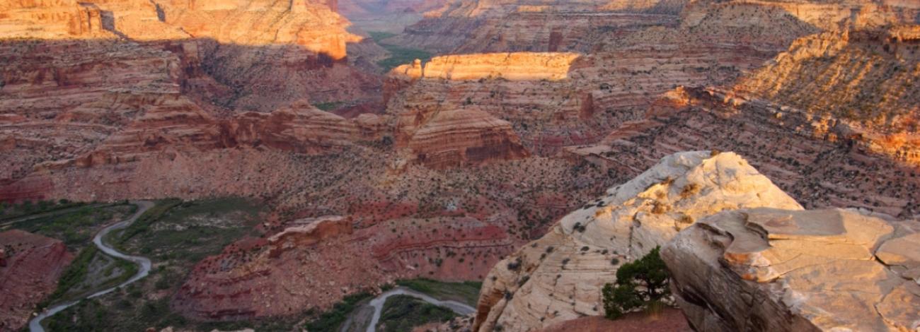 rock canyons jutting out of river bottom