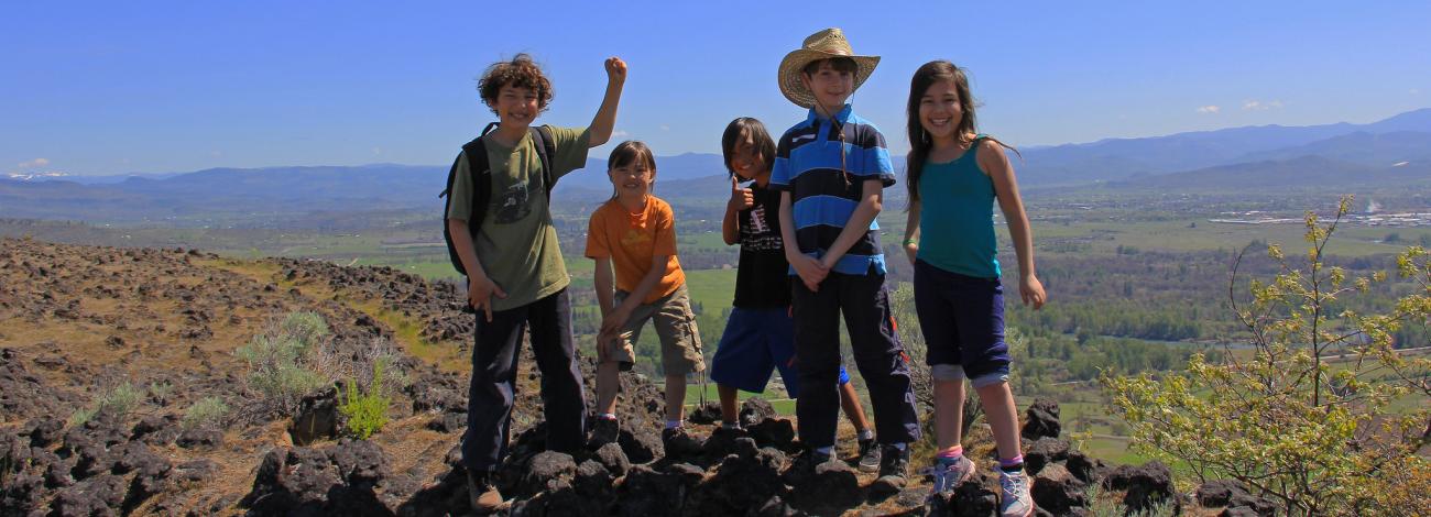 children hiking at Table Rocks Management Area