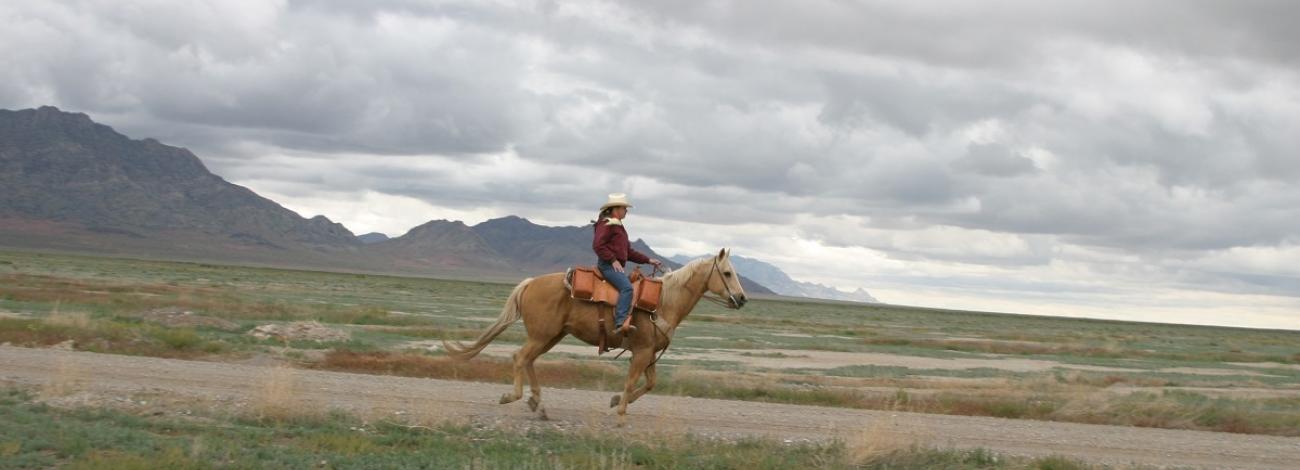 A horseback rider on the Pony Express National Historic Trail