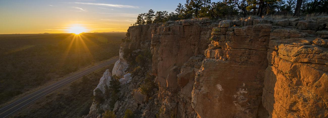 The El Malpais National Conservation Area at sunrise.