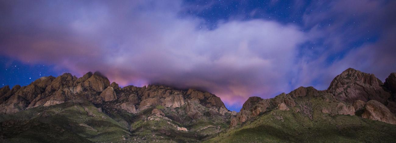 A starry sky over the The Organ Mountains-Desert Peaks National Monument.