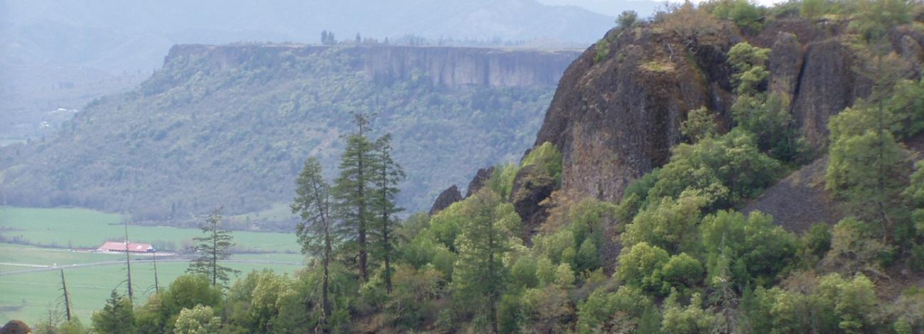 landscape view of table rocks area showing geologic formations