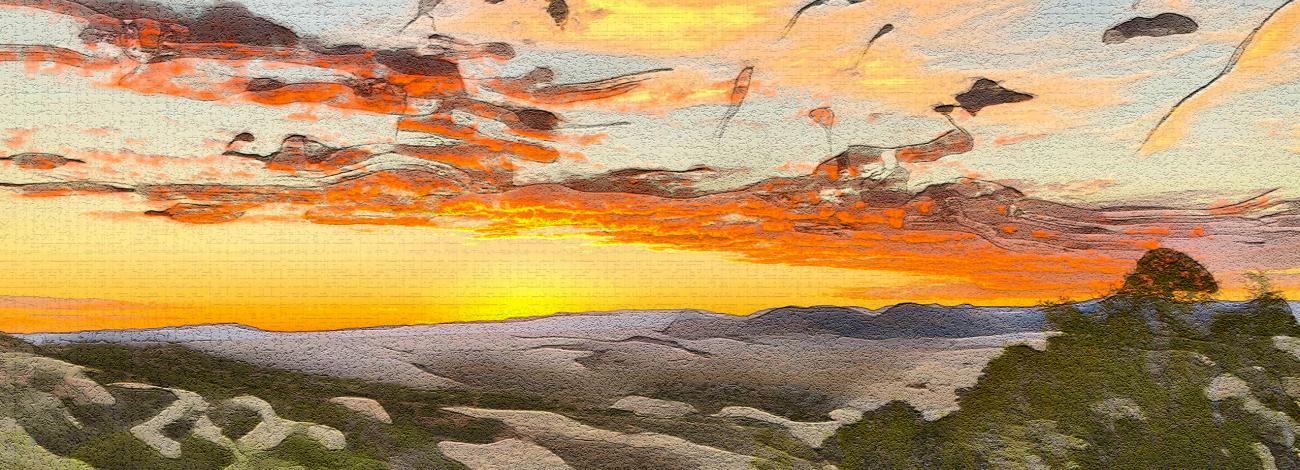 a drawing of BLM public lands in a sunset