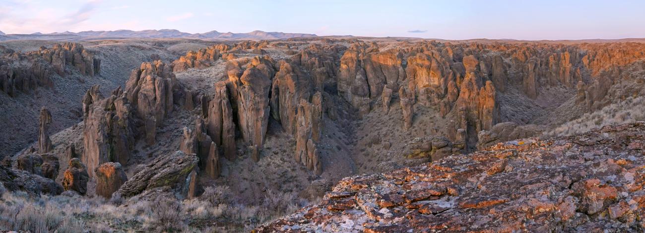 barren rock valley with Stonehenge like boulders