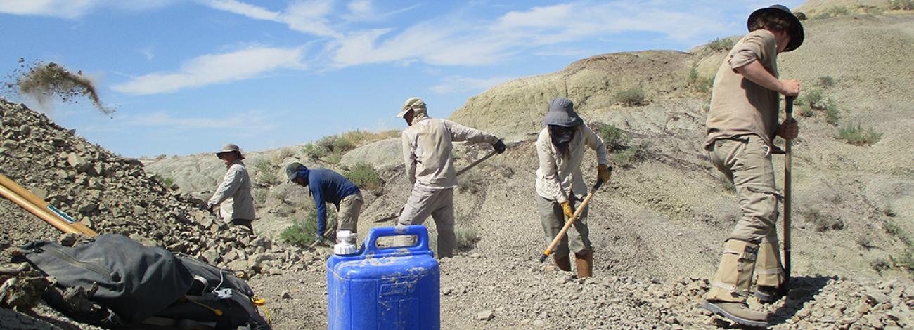 Carthage Institute of Paleontology citizen scientists, at the end of the field season, winterizing Upside Down Trike in August 2022. From Left to Right: Matthew Wojtyla, Josh Schwartz, Matthew Lee, Sula Bloore, Andrew Goebel. 