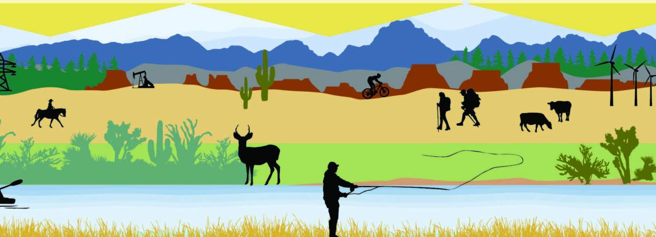 A graphic banner showing multiple uses of public lands