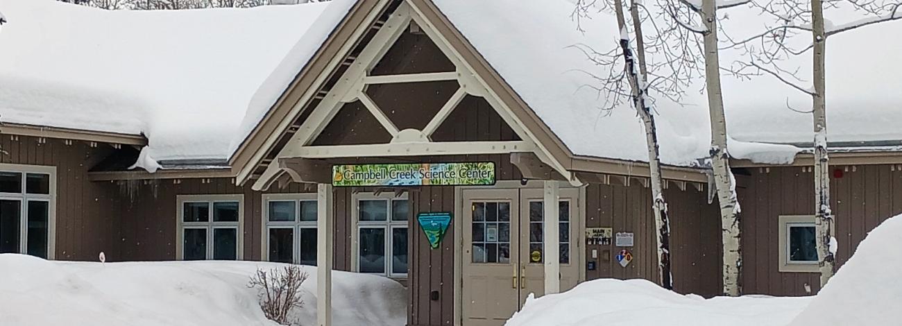 Lots of snow around the entrance to BLM CCSC.