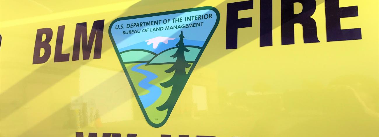 BLM fire engine door with BLM insignia. 