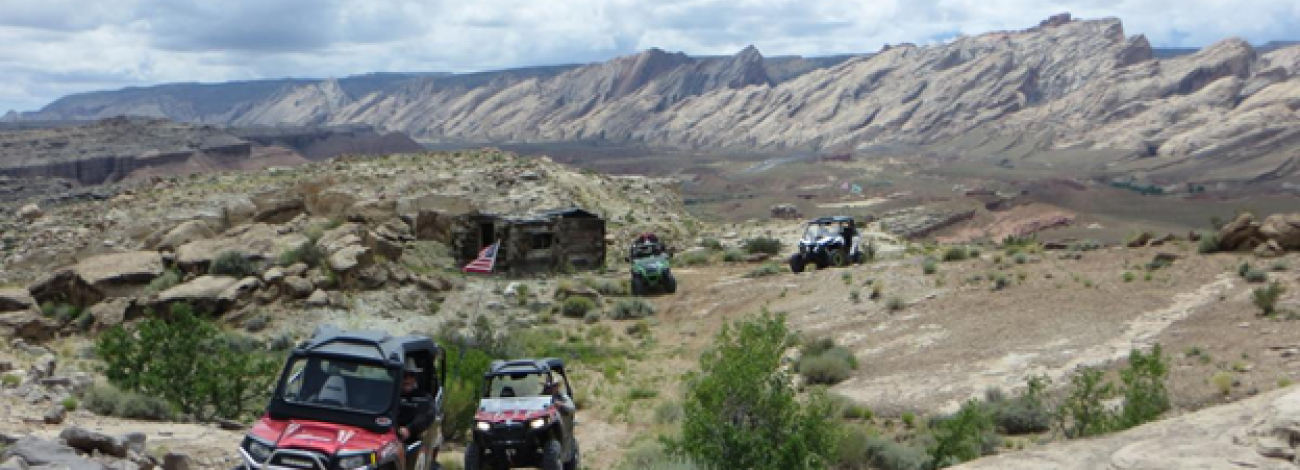 OHVs near the Buckmaster Trailhead, San Rafael Swell. Photo by BLM Utah.
