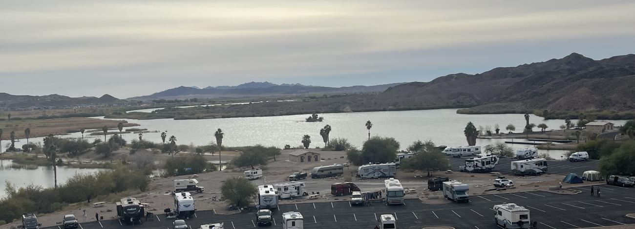 a campsite near a lake side