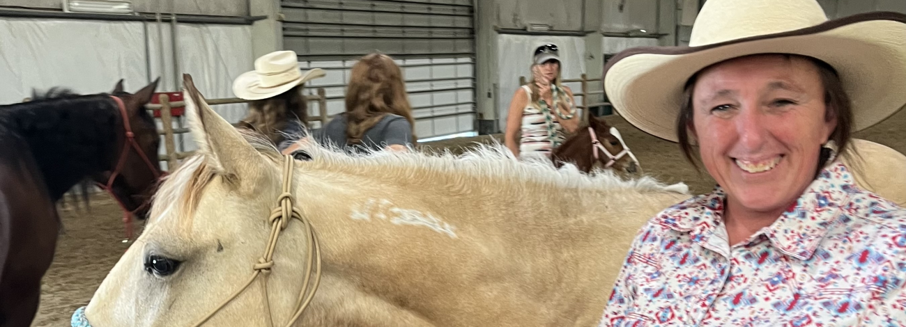 2024 Branded Bonanza trainer Nikki Herd is all smiles at the competition at the Ford Idaho Horse Park in Nampa.