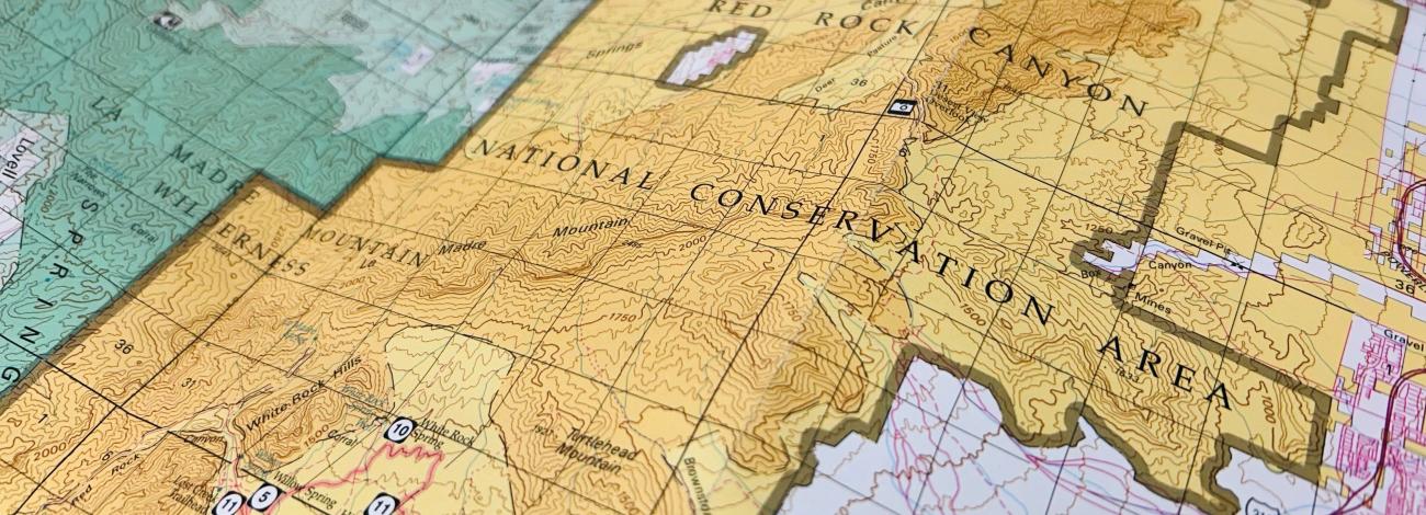 Closeup of a map of public lands