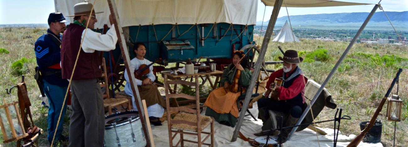 A group of living historians performs traditional folk music at the 2016 Heritage Days festival. BLM photo by Emmet Pruss.