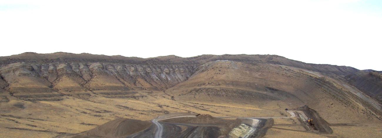 Landscape view of a Bentonite mine in Hot Springs County in northwest Wyoming
