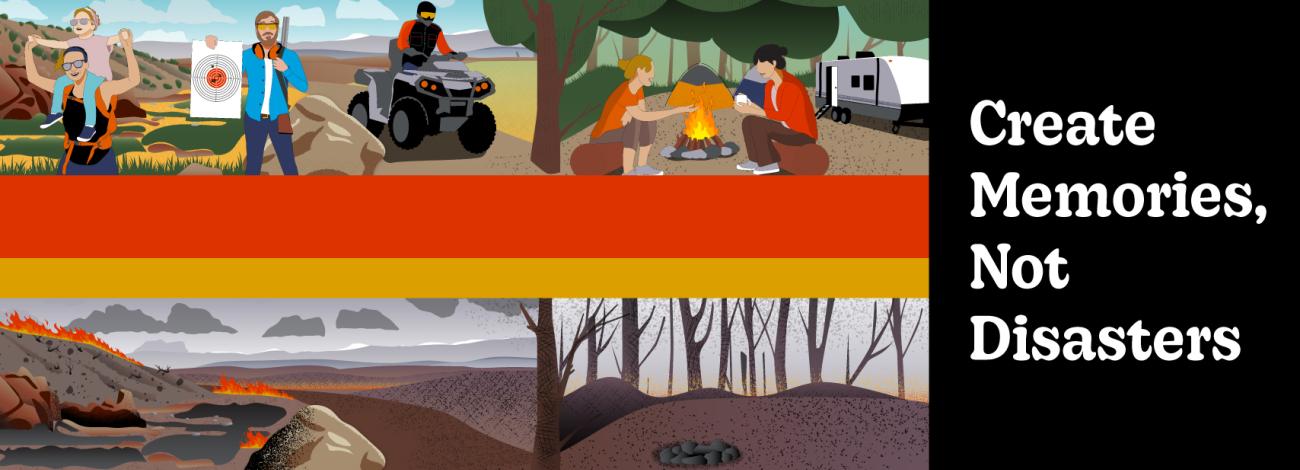 Graphic showing fire prevention safety. BLM.