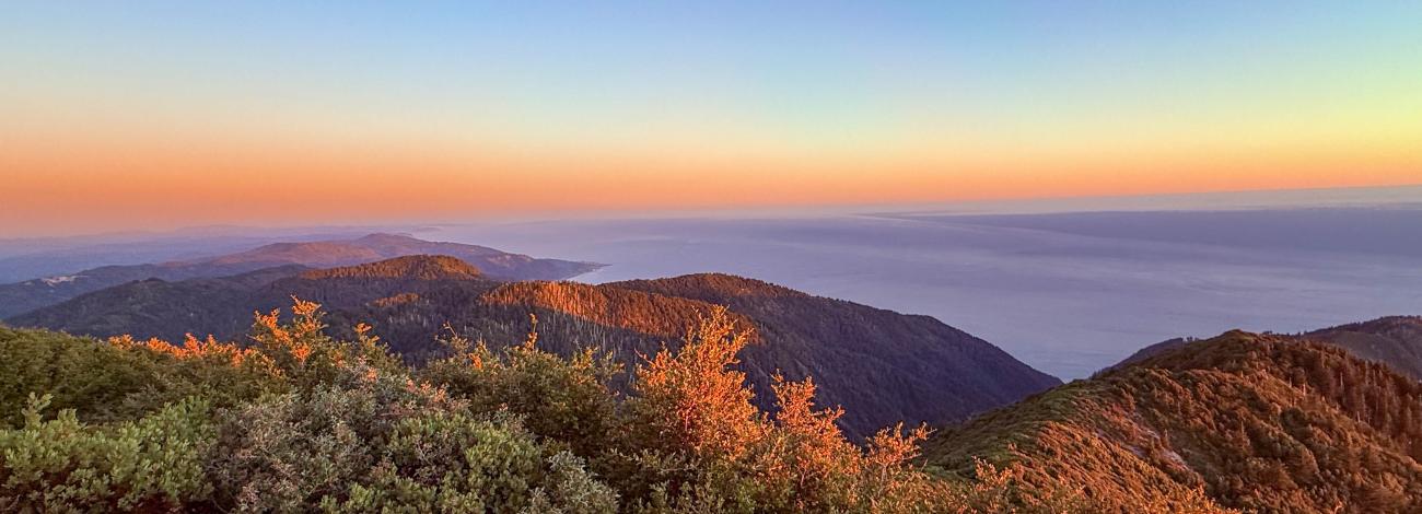 panoramic view of ocean during a vibrant orange sunset