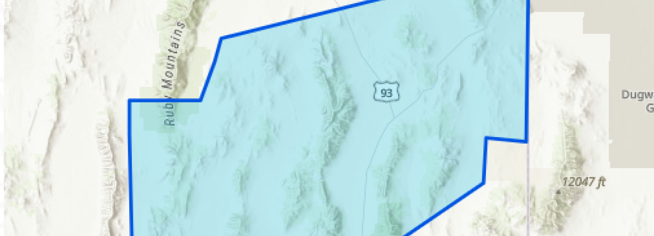 Map showing an area of eastern Nevada east of Eureka and north of McGill.
