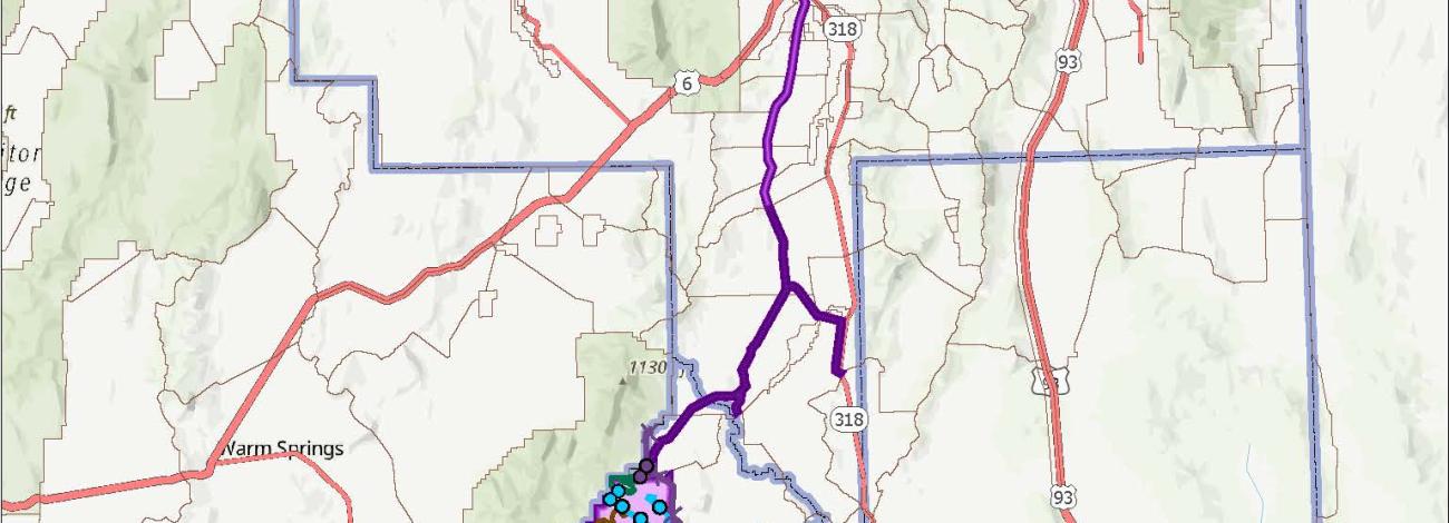 Map showing locations of outcome-based grazing projects in Ely District.