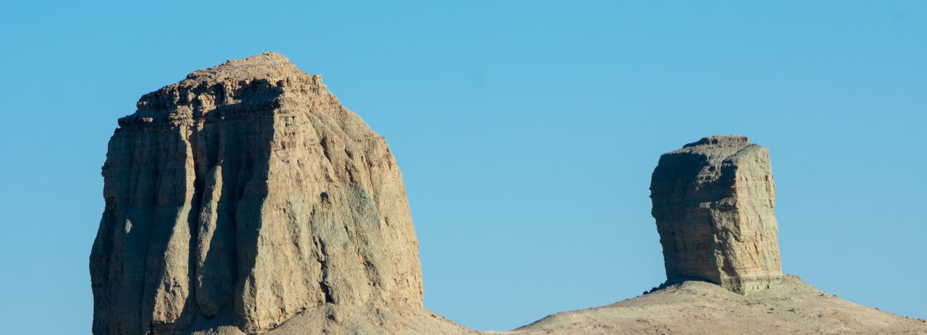 Two buttes on a dessert landscape